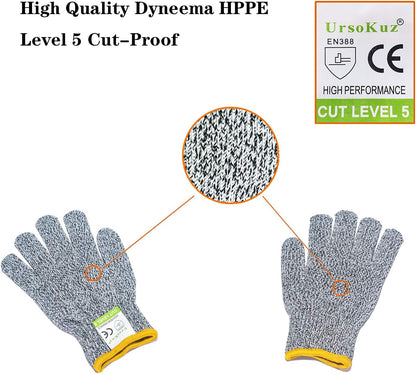 Cut Resistant Gloves for Kids XS (3-6 Years) High Performance Level 5 Protection, Food Grade Safety Kids Anti Cut Gloves for Kitchen Crafts DIY Yard Garden Lawn, Fits Both Hands, Full Size