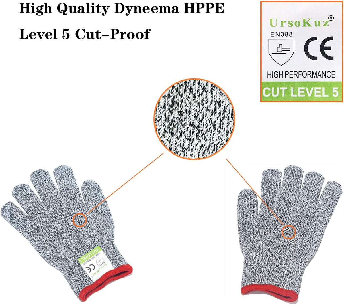 Cut Resistant Gloves for Kids XS (3-6 Years) High Performance Level 5 Protection, Food Grade Safety Kids Anti Cut Gloves for Kitchen Crafts DIY Yard Garden Lawn, Fits Both Hands, Full Size
