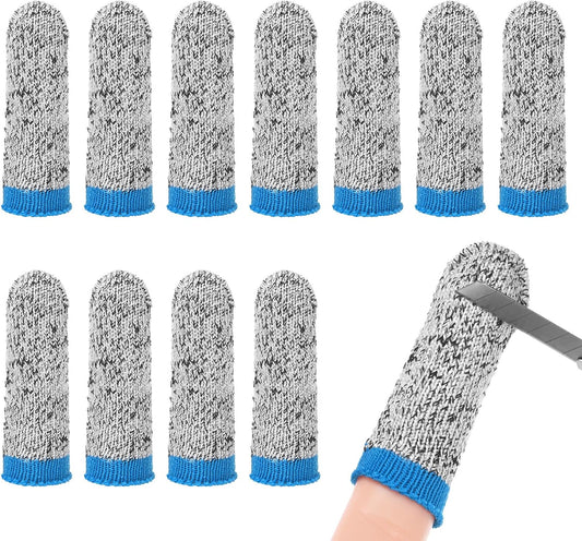 12-Pack Finger Cots Cut Resistant, Reusable Finger Sleeve Protectors for Sculpture/Kitchen/Garden, HPPE Fiber Thumb Finger Guards Covers [2.8", Grey Blue]