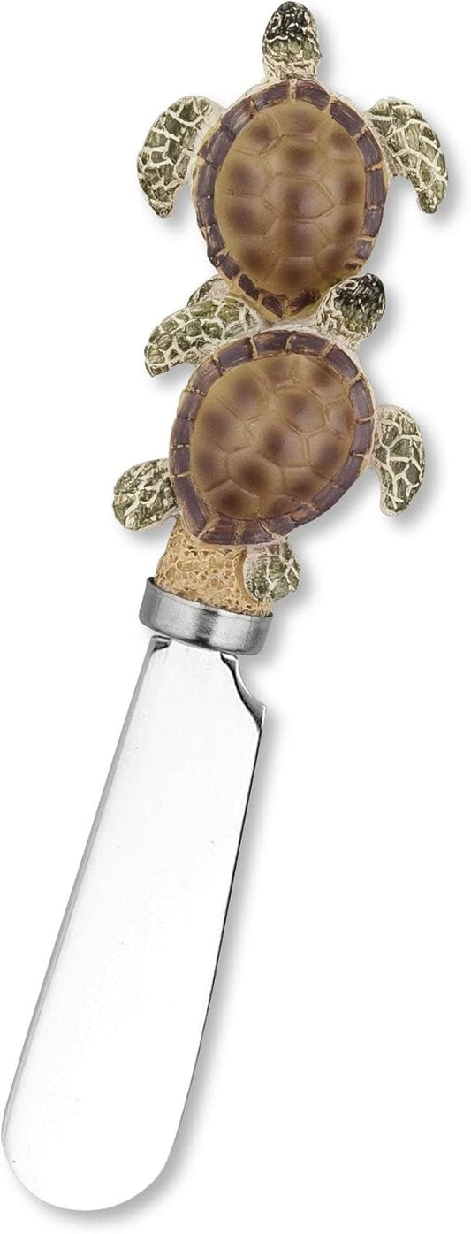 UP Sea Turtle Cheese Spreaders, Hand-Painted Resin Handles with Stainless Steel Blades for Spreading Cream Cheese, Butter, Jam, or Sandwich, Set of 4