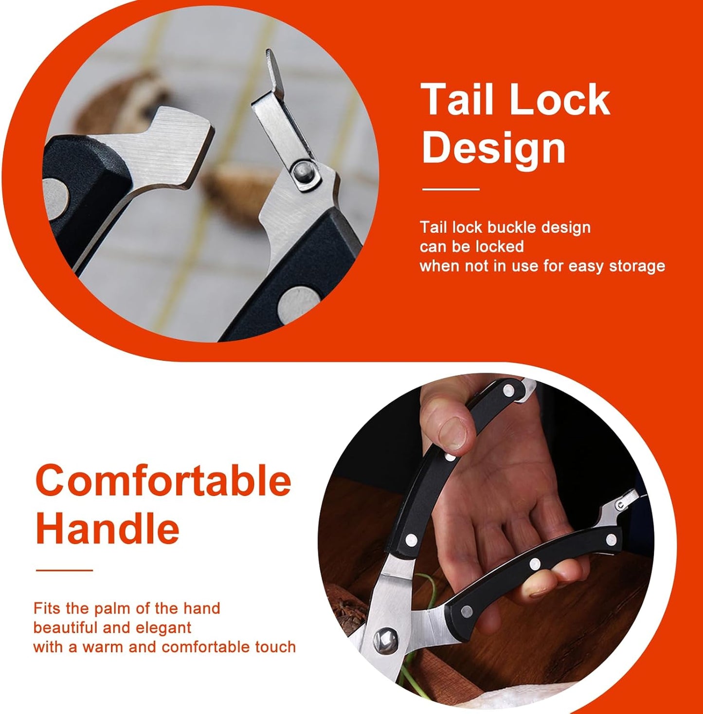 Gelindo Kitchen Scissors - Heavy Duty Stainless Steel- Spring Loaded Shears - Sharp Blade- Safety Clip- Rust Free- Comfortable Handle- Great for Poultry, Fish, Chicken, Beef, BBQ, Herbs & Plastic
