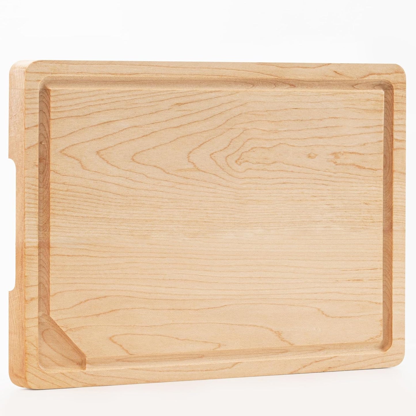 Walnut Wood Cutting Board for Kitchen with Deep Juice Groove & Side Handles, 17”L x 11”W x 0.8”H, Handcrafted North American Black Walnut Wood Grain, Medium Chopping Board, Reversible Butcher Block