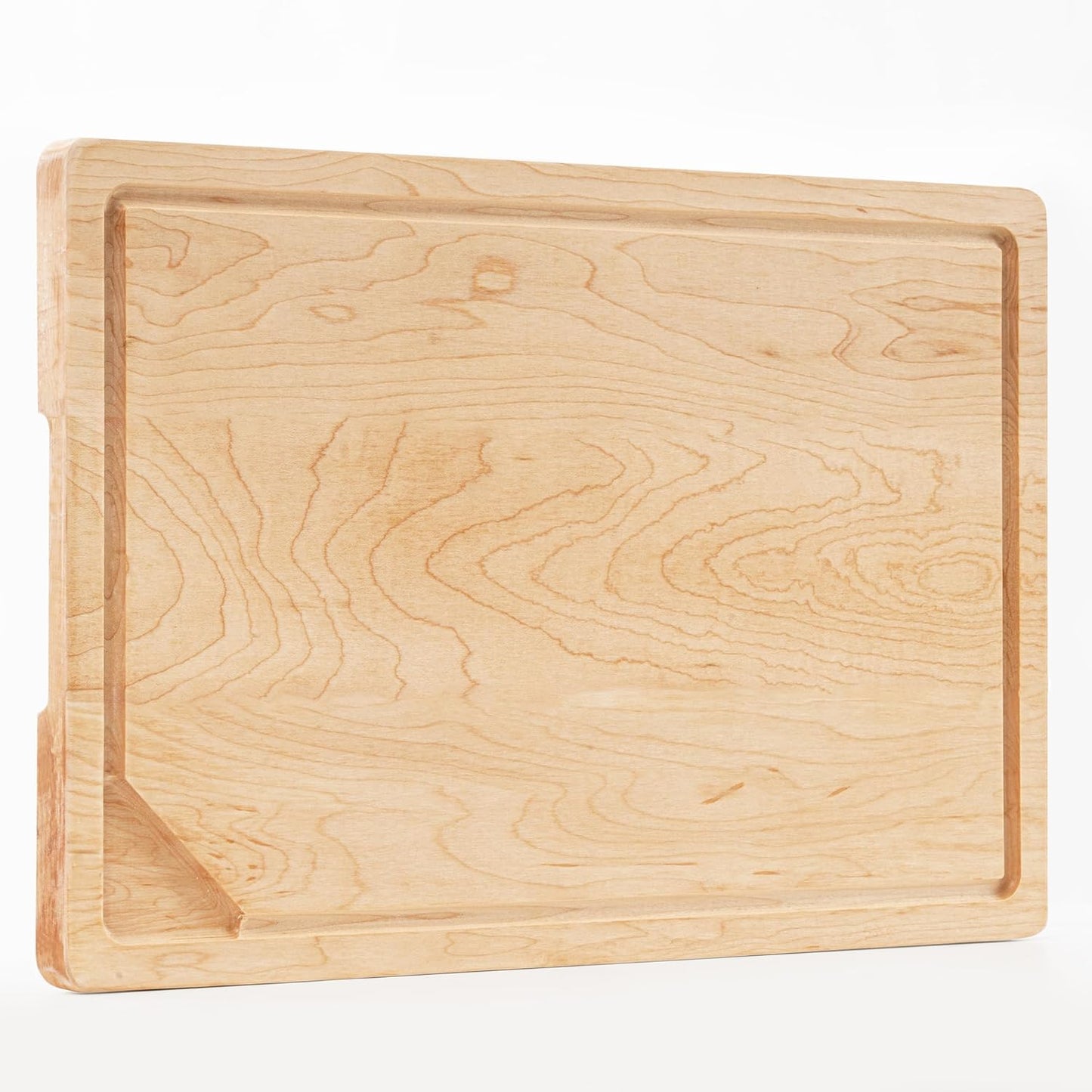 Walnut Wood Cutting Board for Kitchen with Deep Juice Groove & Side Handles, 17”L x 11”W x 0.8”H, Handcrafted North American Black Walnut Wood Grain, Medium Chopping Board, Reversible Butcher Block