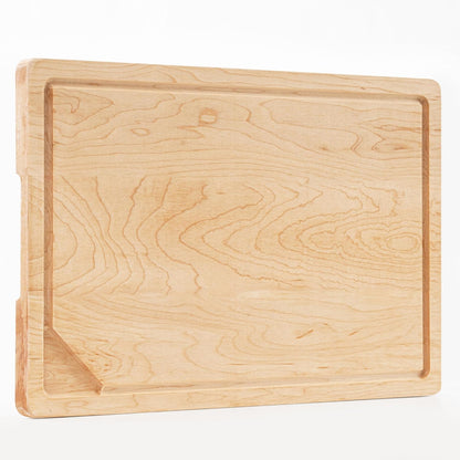 Walnut Wood Cutting Board for Kitchen with Deep Juice Groove & Side Handles, 17”L x 11”W x 0.8”H, Handcrafted North American Black Walnut Wood Grain, Medium Chopping Board, Reversible Butcher Block