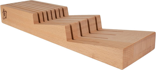 Drawer Knife Tray | 7-Slot Wooden Knife Holder, Genuine Beechwood, Kitchen Storage
