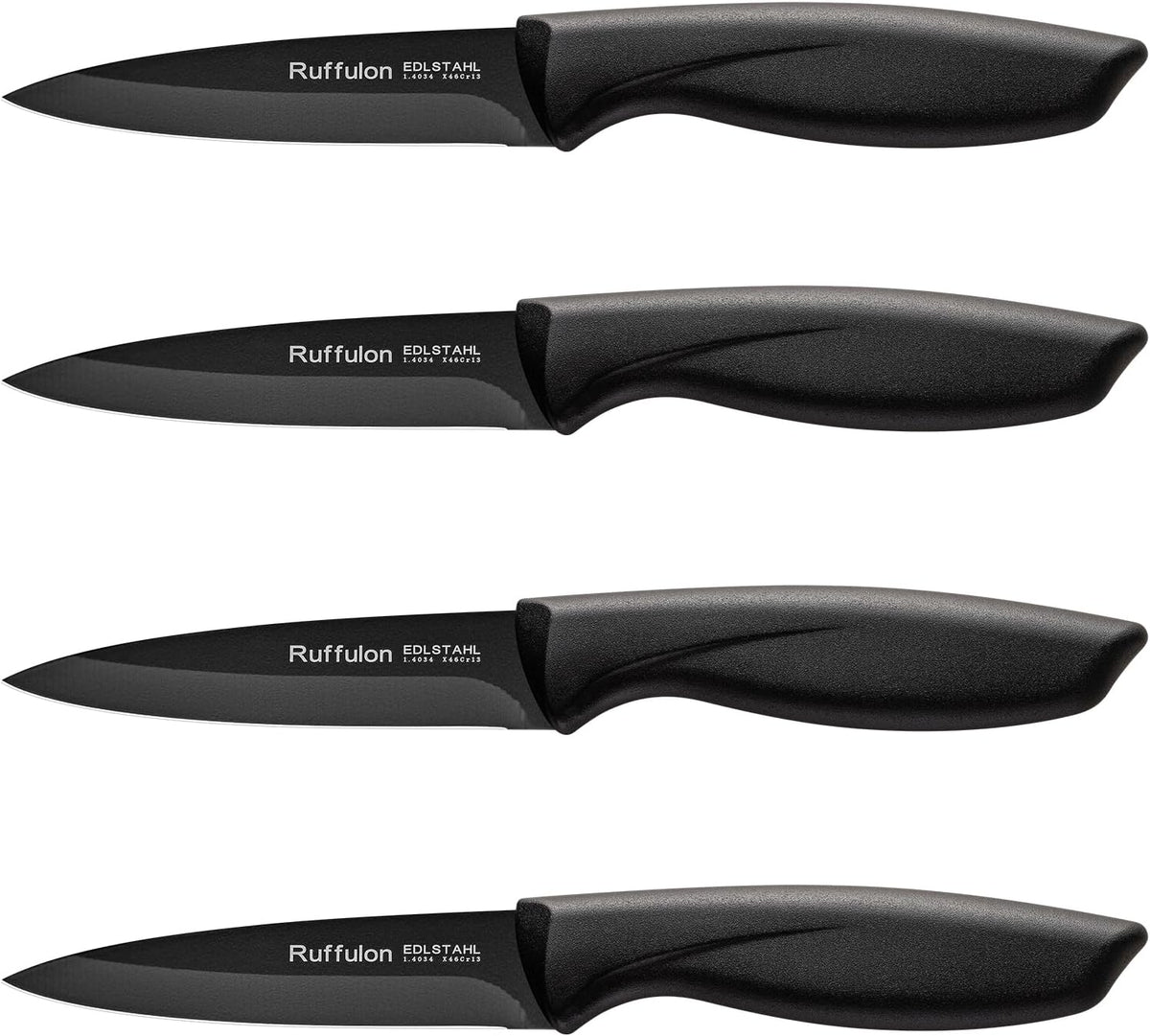 Paring Knife,4PCS,Straight Blade with Pointed Tip Design, Black