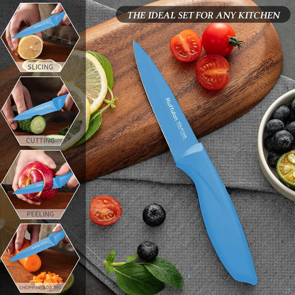 Paring Knife,4PCS,Straight Blade with Pointed Tip Design, Black