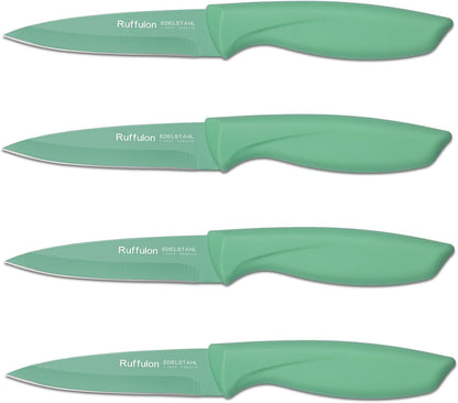 Paring Knife,4PCS,Straight Blade with Pointed Tip Design, Black