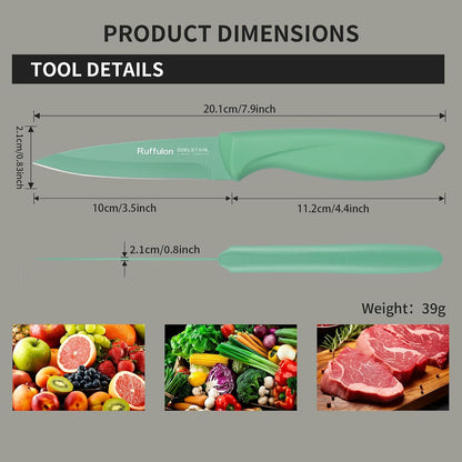 Paring Knife,4PCS,Straight Blade with Pointed Tip Design, Black