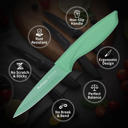Paring Knife,4PCS,Straight Blade with Pointed Tip Design, Black