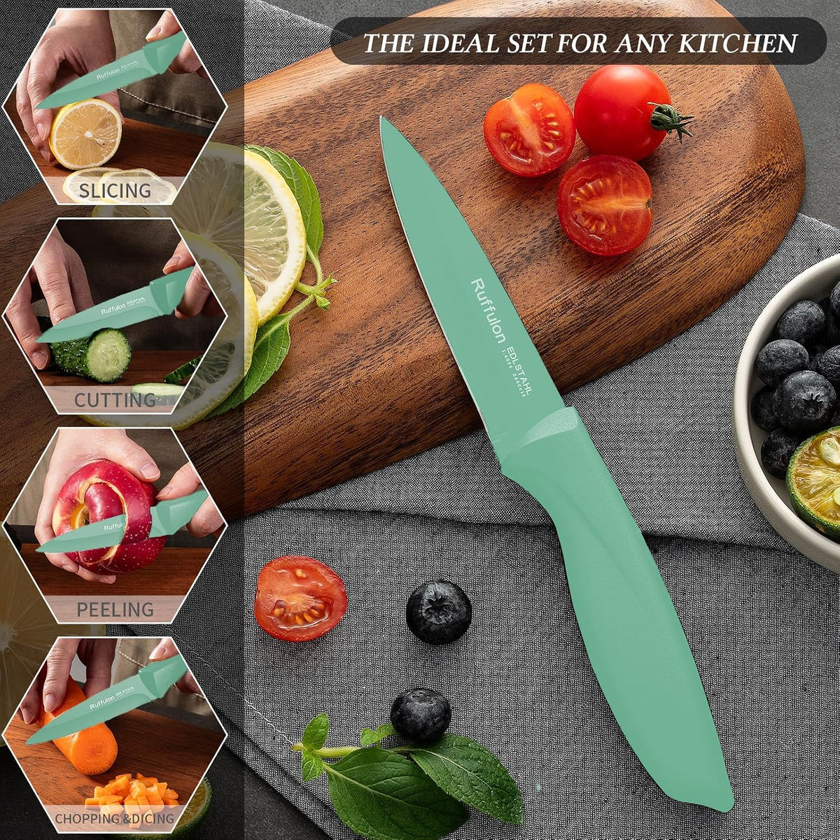 Paring Knife,4PCS,Straight Blade with Pointed Tip Design, Black