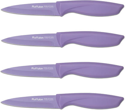 Paring Knife,4PCS,Straight Blade with Pointed Tip Design, Black