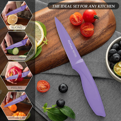 Paring Knife,4PCS,Straight Blade with Pointed Tip Design, Black