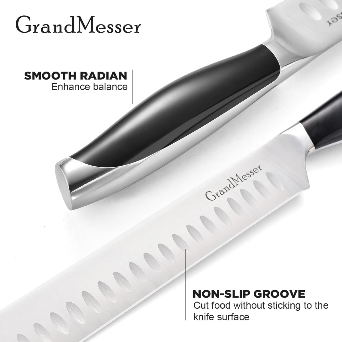 Carving Knife, 12 Inch Slicing Knife for Meat, Premium German Steel with ABS Handle, for BBQ Brisket Turkey Ham Rib Roast Beef with Sharpener.