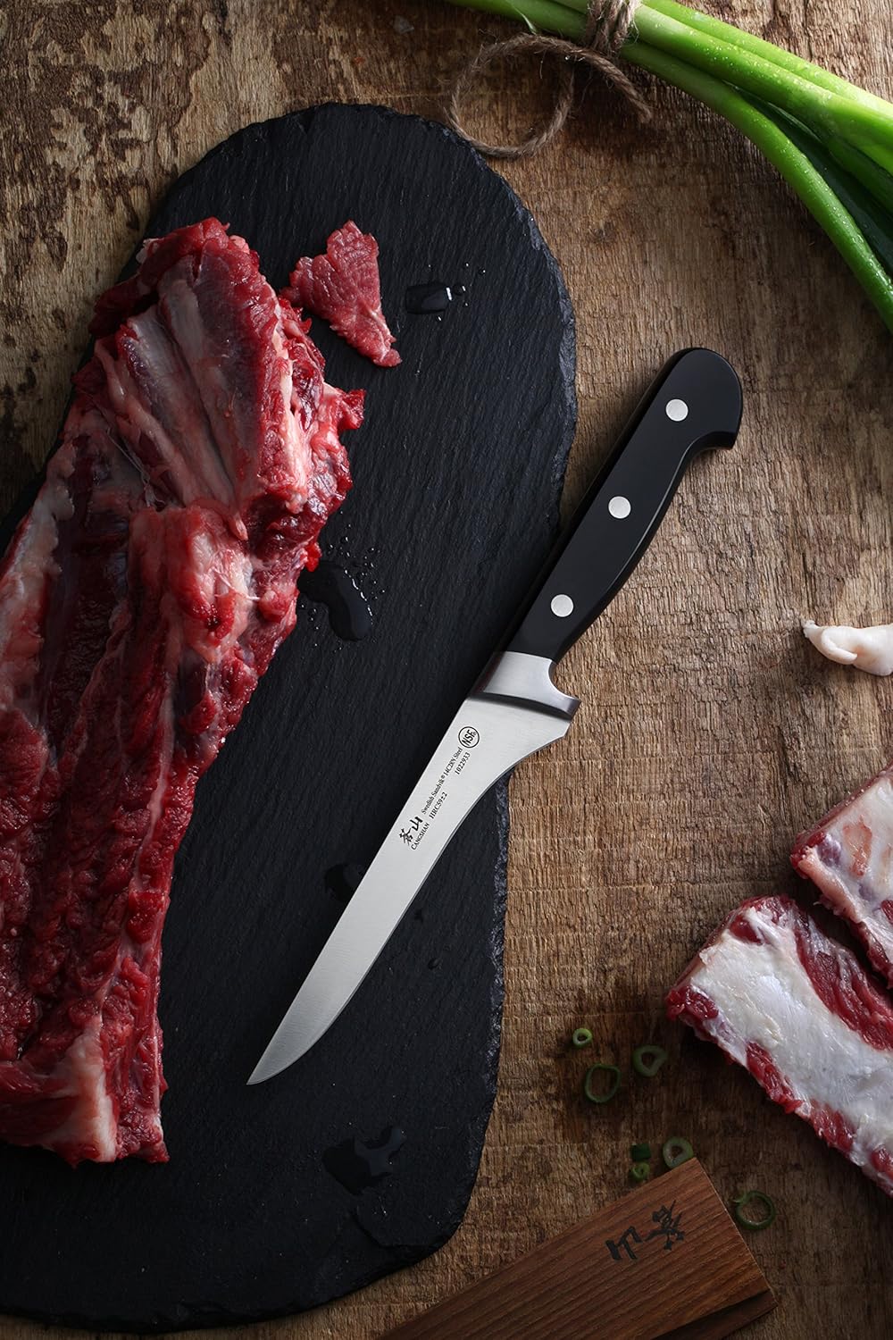 Cangshan TV2 Series 1022940 Swedish 14C28N Steel Forged 6-Inch Boning Knife and Wood Sheath Set