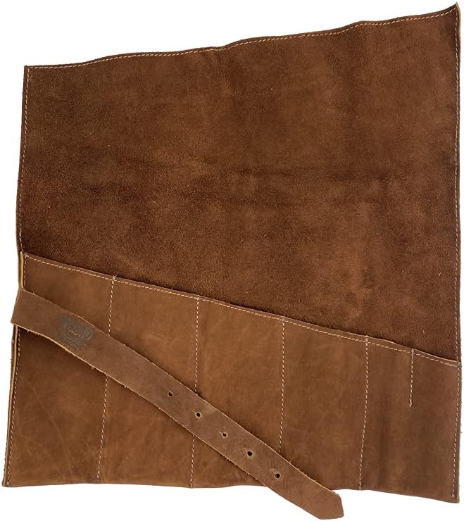Large Tool Roll Up Bag (6 Slots), Portable Carry-On Pouch, Workshop Storage, Woodworking Tools Organizer, Full Grain Leather, Handmade, Swayze Suede