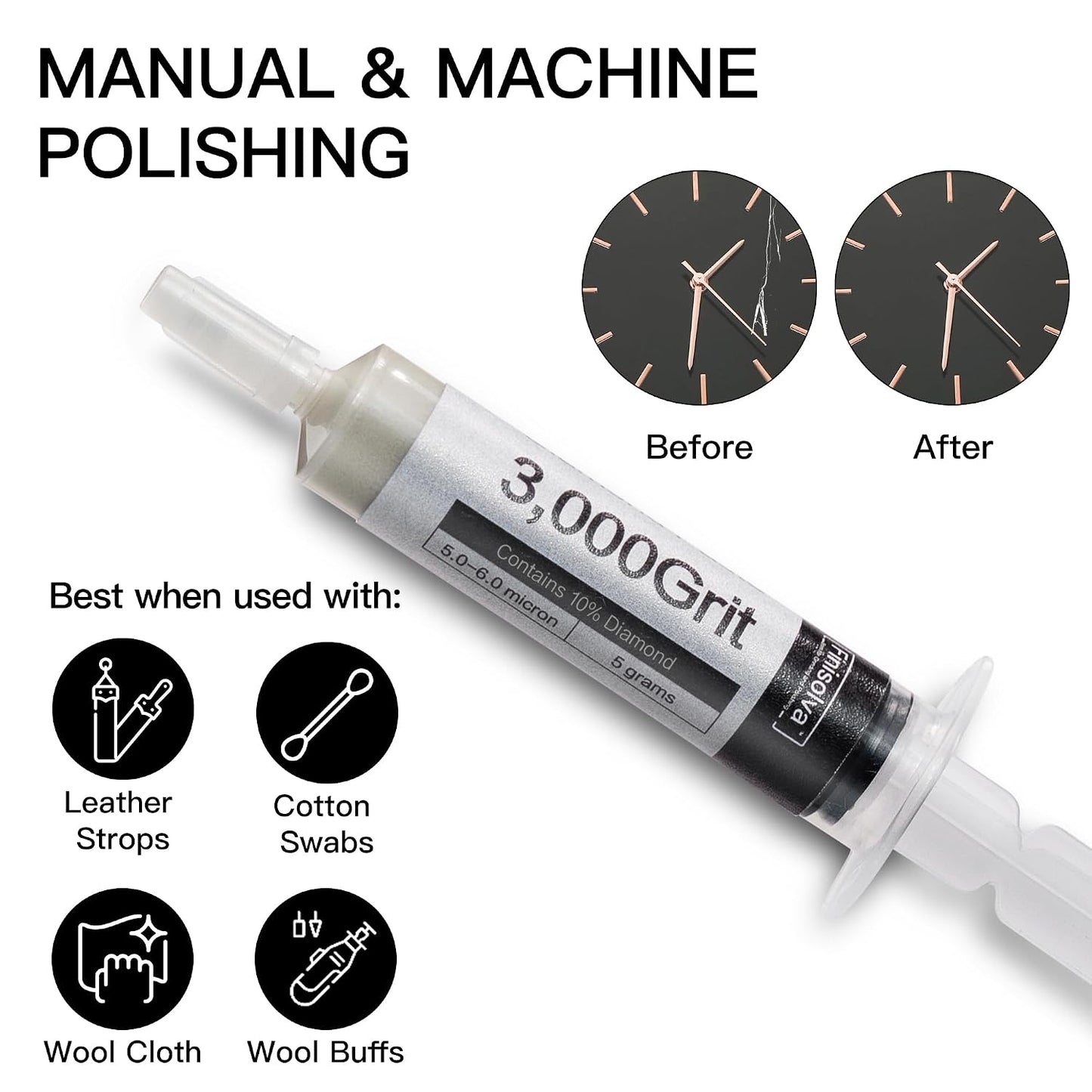 8 Pack Diamond Polishing Compound Genuine 50% Concentration Diamond Paste Kit 80,000 to 1,000 Grit Lapping Stropping Compound for Glass Watch Metal Knife Ring Jewelry Rock Resin Scratch Remover Repair