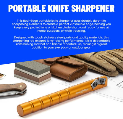 Portable Knife Sharpener - Pocket knife Sharpener with Duromite Sharpening Elements - Honing Rod with 20° Double Edge for Kitchen, Home & Hunting