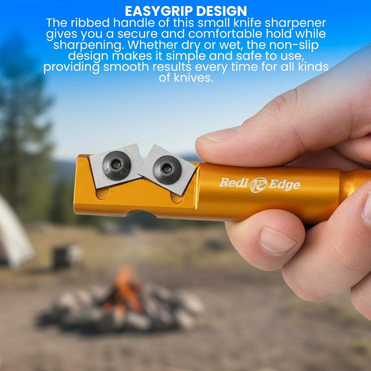 Portable Knife Sharpener - Pocket knife Sharpener with Duromite Sharpening Elements - Honing Rod with 20° Double Edge for Kitchen, Home & Hunting