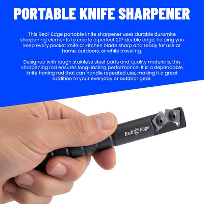 Portable Knife Sharpener - Pocket knife Sharpener with Duromite Sharpening Elements - Honing Rod with 20° Double Edge for Kitchen, Home & Hunting
