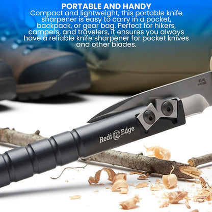 Portable Knife Sharpener - Pocket knife Sharpener with Duromite Sharpening Elements - Honing Rod with 20° Double Edge for Kitchen, Home & Hunting
