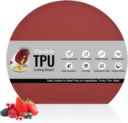 Flexible TPU Cutting Board, Cutting Mats for Kitchen, Scratch-Resistant | 5mm Thickness, Non-Slip, Dishwasher-Safe