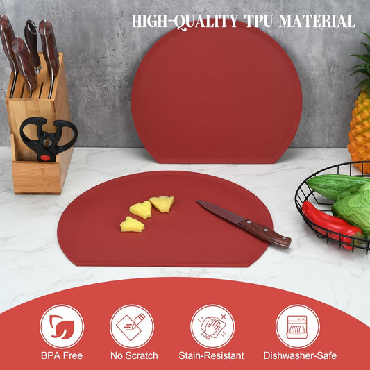 Flexible TPU Cutting Board, Cutting Mats for Kitchen, Scratch-Resistant | 5mm Thickness, Non-Slip, Dishwasher-Safe