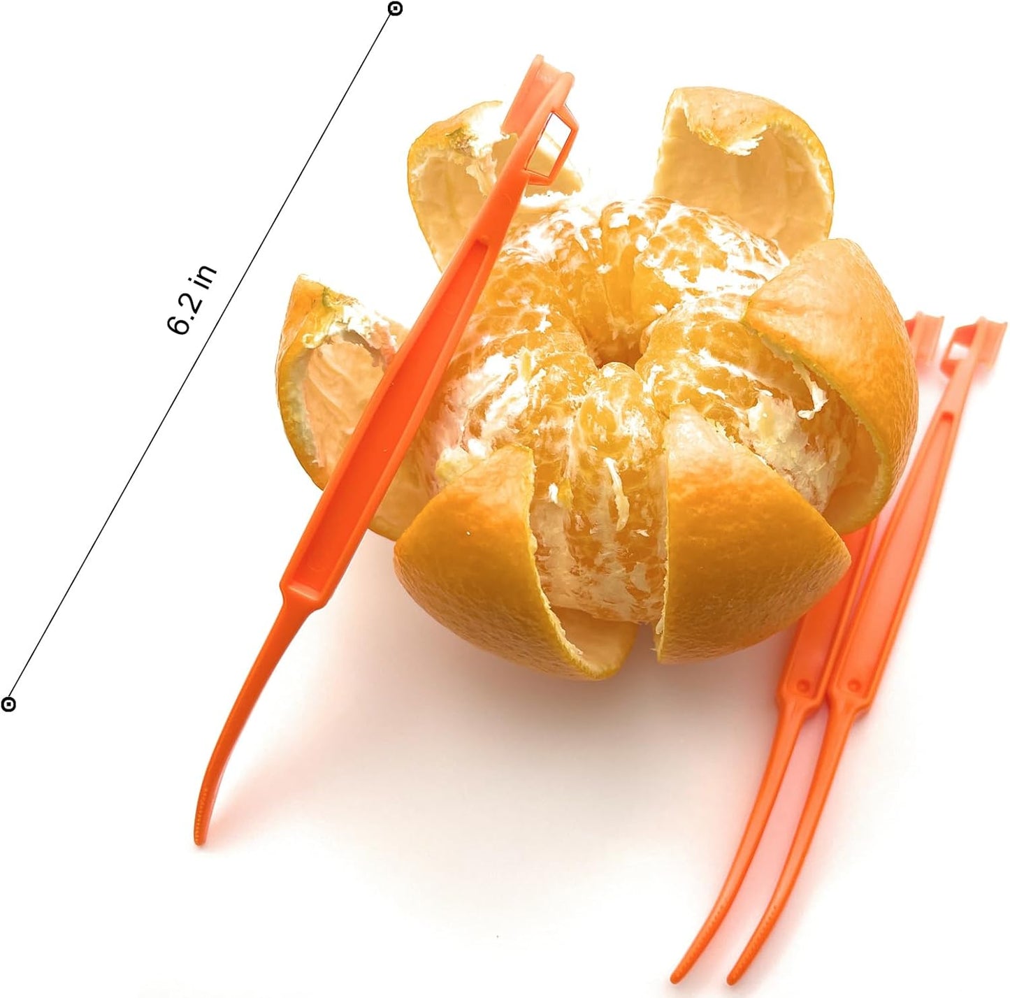 3 Pack Orange Peeler Tool Plastic Citrus Peeler for Lemon Mandarin Fruit | Food-grade plastic fruit peeler with sharp integrated edge, anti-slip grip, safe for dishwasher top rack use on citrus fruits