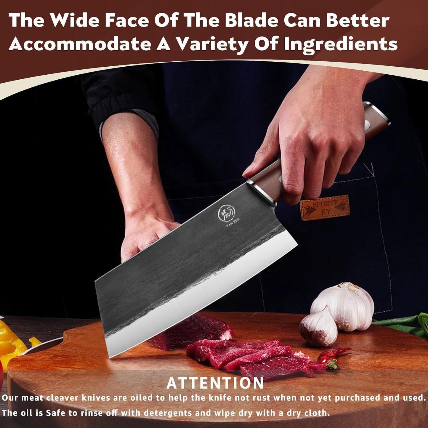TAN REN 6 Inch Boning Knife High Carbon Steel Deboning Knife for Butchering | Full Tang Fillet Knife with Wood Handle, Processing Knife for Meat Trimming