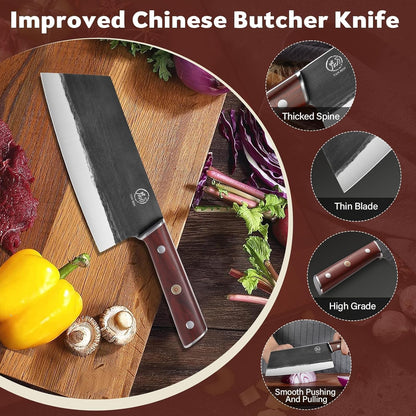 TAN REN 6 Inch Boning Knife High Carbon Steel Deboning Knife for Butchering | Full Tang Fillet Knife with Wood Handle, Processing Knife for Meat Trimming
