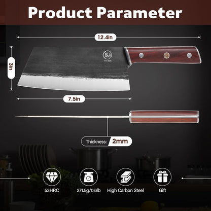 TAN REN 6 Inch Boning Knife High Carbon Steel Deboning Knife for Butchering | Full Tang Fillet Knife with Wood Handle, Processing Knife for Meat Trimming