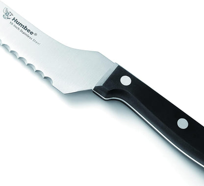 10 Inch Serrated Offset Bread Knife, Premium Stainless Steel Blade with Wave Edge, Full Tang Handle, Razor Sharp for Bread, Durable Professional Kitchen Knife, Black
