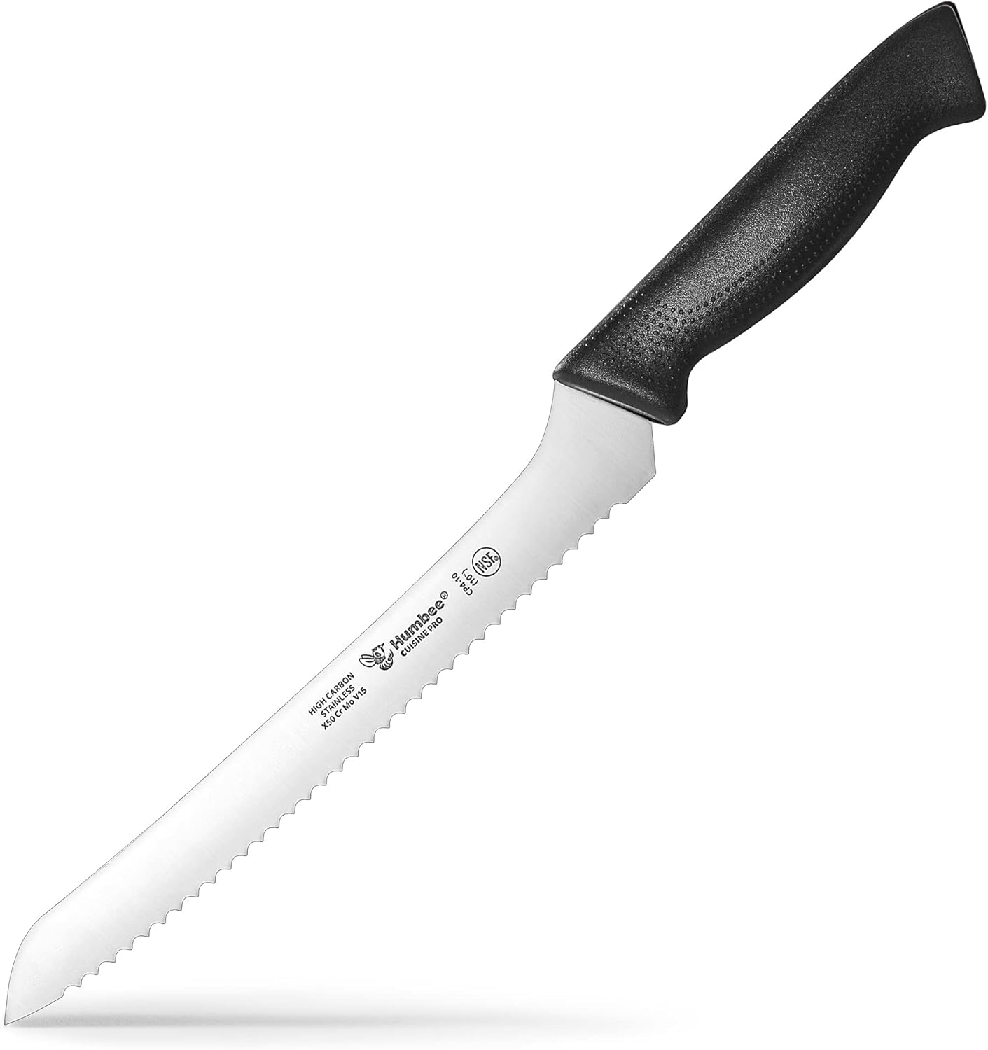 10 Inch Serrated Offset Bread Knife, Premium Stainless Steel Blade with Wave Edge, Full Tang Handle, Razor Sharp for Bread, Durable Professional Kitchen Knife, Black