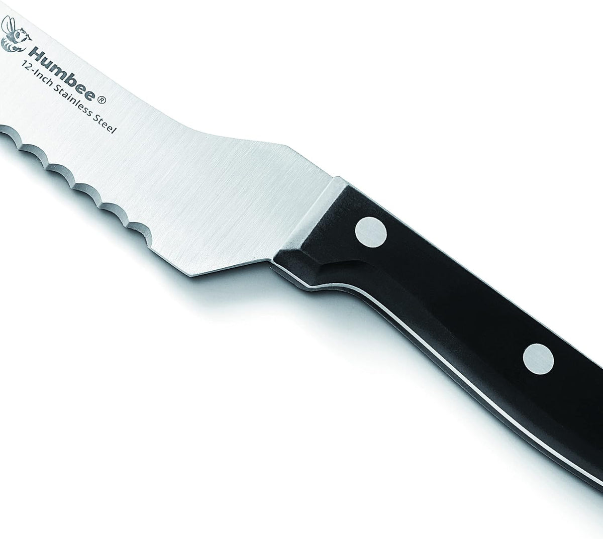 10 Inch Serrated Offset Bread Knife, Premium Stainless Steel Blade with Wave Edge, Full Tang Handle, Razor Sharp for Bread, Durable Professional Kitchen Knife, Black