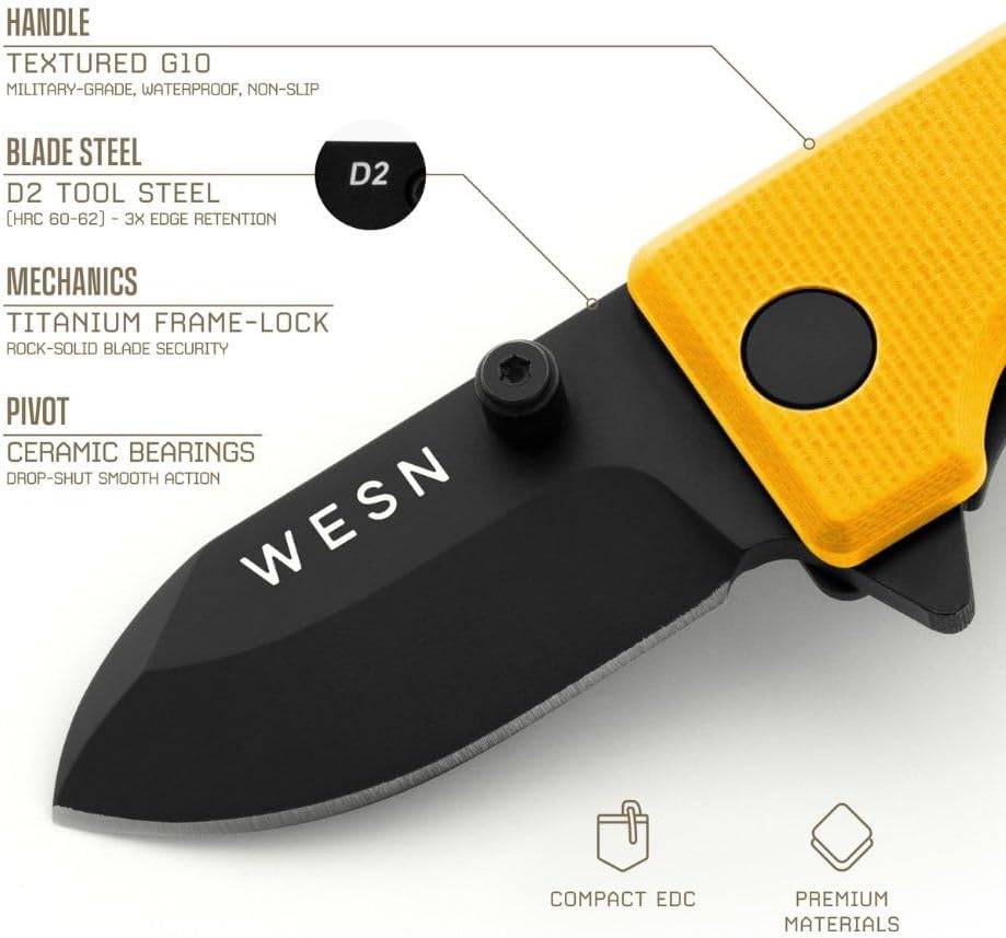 Microblade Premium Pocket Knife - 1.5" D2 Steel Blade, Titanium Case