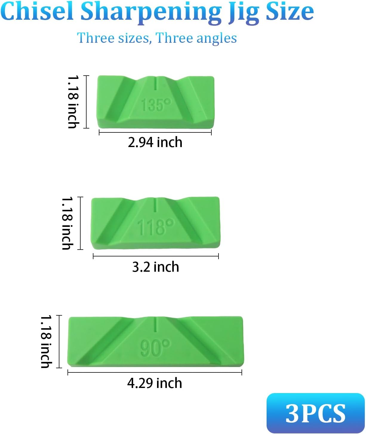 3PCS Drill Bit Sharpener Guide Jig, Chisel Sharpening Jig, Power Tool Accessory Jigs Containing 90°, 118° and 135° Angles, Suitable for Bench Grinders and Dulled Twist Drills