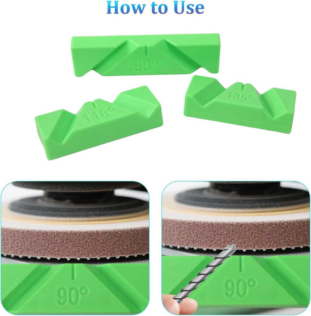 3PCS Drill Bit Sharpener Guide Jig, Chisel Sharpening Jig, Power Tool Accessory Jigs Containing 90°, 118° and 135° Angles, Suitable for Bench Grinders and Dulled Twist Drills