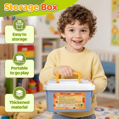 Dough Play Tools Sets for Kids, 22pcs Clay and Dough Accessories for Toddlers with Storage Box, Silicone Mat, Rolling Pins, Safety Scissors, Mini Knife,3D Dino & Animal Molds, Gift for Boys Girls