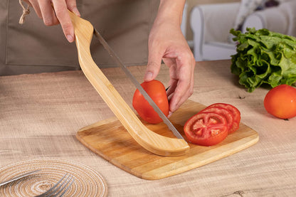 Premium Bow Bread Slicer, 15.6" Bamboo Handle Sourdough Bread Knife, Right-Handed Food Grade Stainless Steel Serrated Blade for Homemade Bread