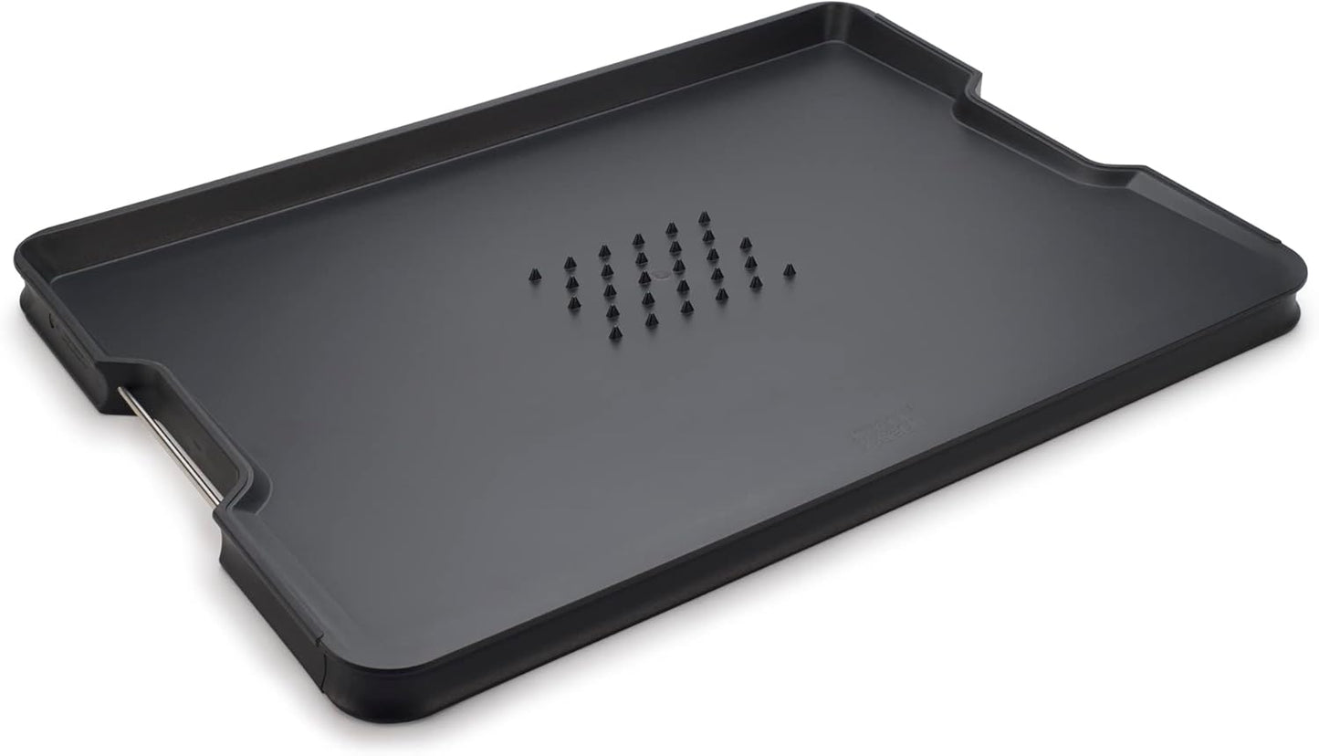 Cut&Carve Plus - Non-Slip, Multi-Function, Double-Sided Cutting Board for Food Preparation and Carving- Dishwasher Safe, Large – Black