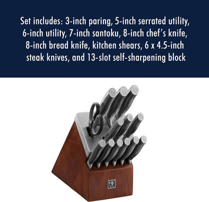 Graphite 20-pc Self-Sharpening Knife Set with Block - Black