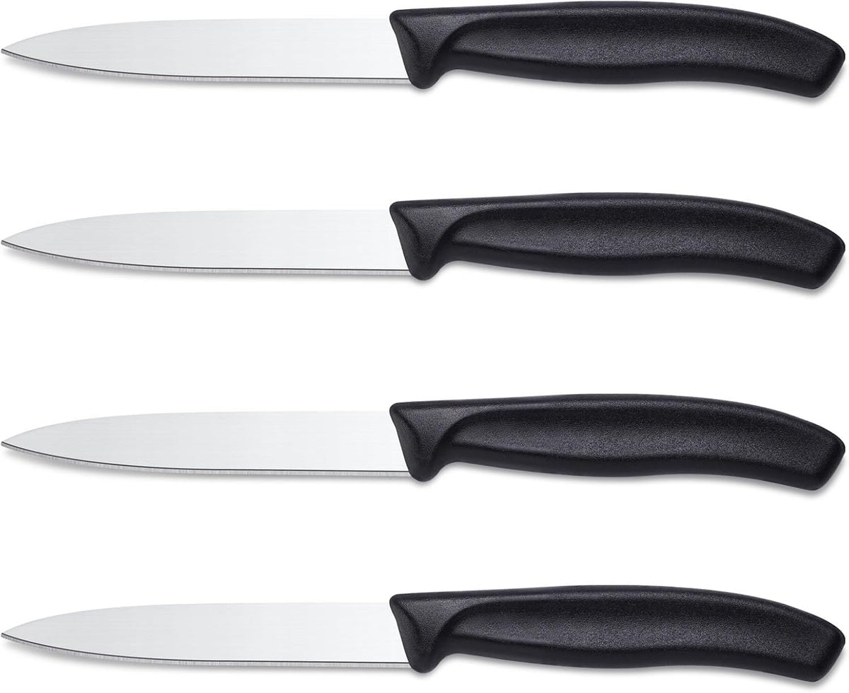4-Piece Paring Knife Set - Paring Knives with Ergonomic Handle, 3.5 Inch Triple Rivet Paring Knives, Stainless Steel Black Parers for Vegetable, Fruit & Kitchen Use