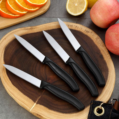 4-Piece Paring Knife Set - Paring Knives with Ergonomic Handle, 3.5 Inch Triple Rivet Paring Knives, Stainless Steel Black Parers for Vegetable, Fruit & Kitchen Use