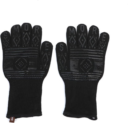 BBQ Gloves Heat Resistant Fireproof Outdoor Grilling Gloves Silicone Non-Slip Oven Gloves Long Kitchen Gloves for Barbecue, Cooking, Baking, Cutting (Black)