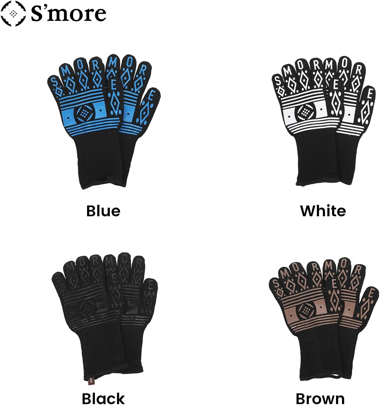 BBQ Gloves Heat Resistant Fireproof Outdoor Grilling Gloves Silicone Non-Slip Oven Gloves Long Kitchen Gloves for Barbecue, Cooking, Baking, Cutting (Black)