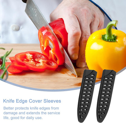 5Pcs Knife Cover Sleeves Blade Edge Guards for 6" Chef Knife Blade Edge Protector Cover Universal Knife Sheath for Kitchen, Black
