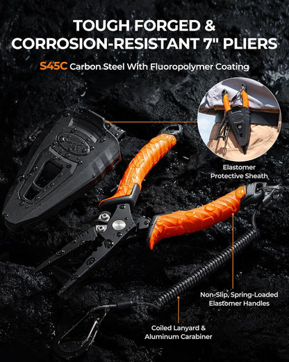 SteelStream Fishing Tool Set, Fishing Gear - Corrosion Resistant Fishing Pliers, Fillet Knife, Fishing Scissors, Fish Lip Gripper, Multi-Functional Jaw, Fishing Gifts for Men