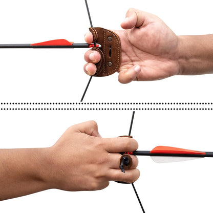 Archery Finger Tab, Protect Guard for Recurve Bows, Finger Protector, Shooting Practice Gear Sports & Outdoors, Full Grain Leather, Handmade