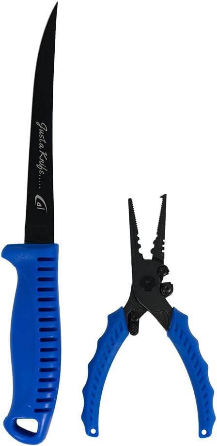 danco 5-Piece 6-Inch JAK Fillet Knife Set, Neon Blue Bait Knives for Fish | 5-Piece 6-Inch JAK Fillet Knife Set, Stainless Steel Blades, Neon Blue Non-Slip Handles, Freshwater and Saltwater Fishing