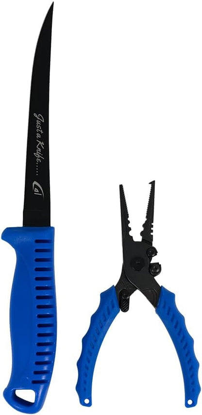 danco 5-Piece 6-Inch JAK Fillet Knife Set, Neon Blue Bait Knives for Fish | 5-Piece 6-Inch JAK Fillet Knife Set, Stainless Steel Blades, Neon Blue Non-Slip Handles, Freshwater and Saltwater Fishing